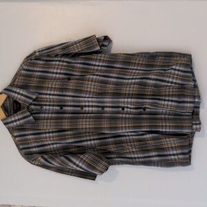 Berkam Shirt Mens XL Grey Black Plaid Western Button Down Cowboy Short Sleeve